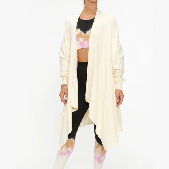 Electric & RoseTraveler Sweatshirt Cardigan in Cream Open front Cardigan
